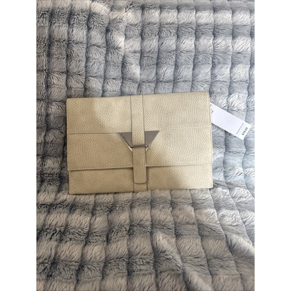 NWT BCBGeneration Clutch/Purse Nude Pebble Faux Leather Fold Over Bag 12x8 Y2K